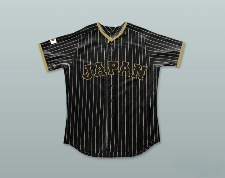 Custom Any Name Number SHOHEI OHTANI 16 JAPAN SAMURAI BLACK PINSTRIPED BASEBALL JERSEY 2 Top Stitched S-6XL