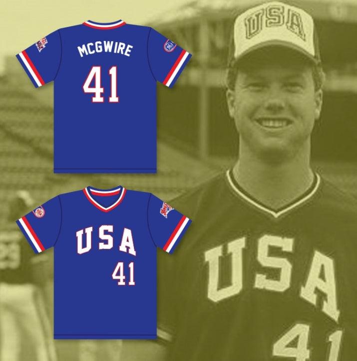 Custom Any Name Number MARK MCGWIRE 41 1984 USA TEAM BLUE BASEBALL JERSEY Top Stitched S-6XL