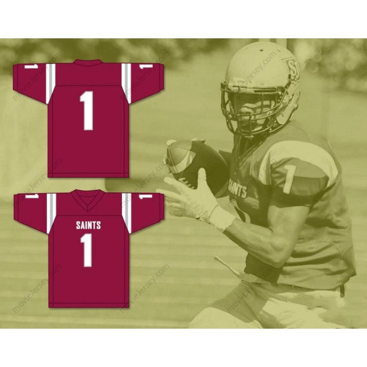 CUSTOM ANY Name MAROON JOHN METCHIE III 1 ST. JAMES SCHOOL SAINTS Football Jersey Top Stitched S-6XL