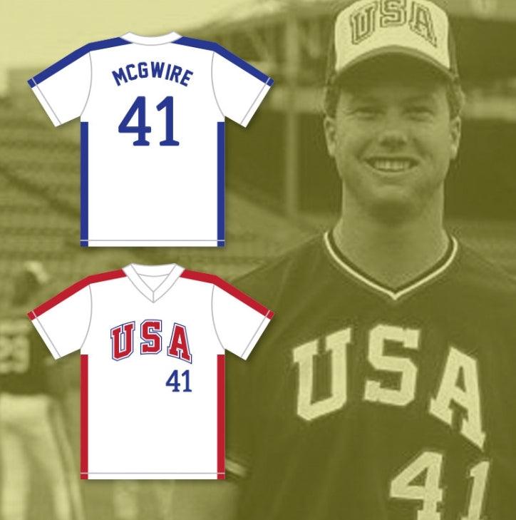 Custom Any Name Number MARK MCGWIRE 41 1984 USA TEAM WHITE BASEBALL JERSEY Top Stitched S-6XL