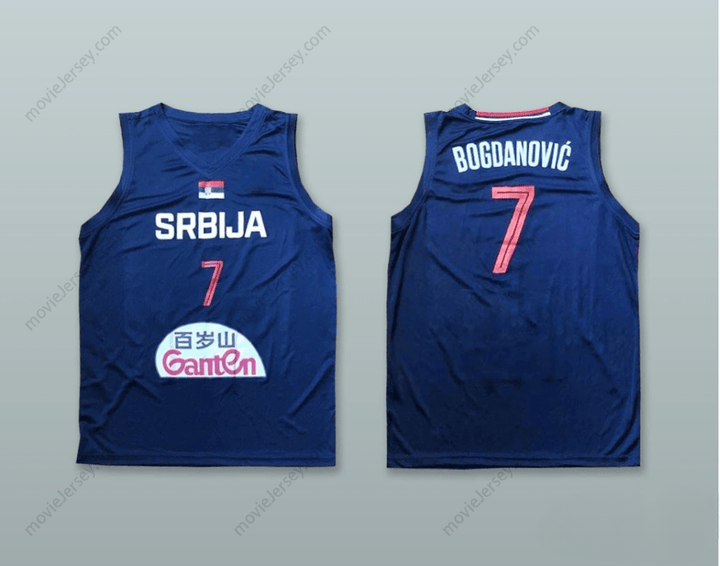 CUSTOM ANY Name Number BOGDAN BOGDANOVIC 7 SERBIA NAVY BLUE BASKETBALL JERSEY Top Stitched S-6XL