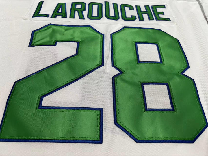 Custom Any Name Number PIERRE LAROUCHE 28 HARTFORD WHALERS WHITE HOCKEY JERSEY Stitched Top Stitched S-6XL