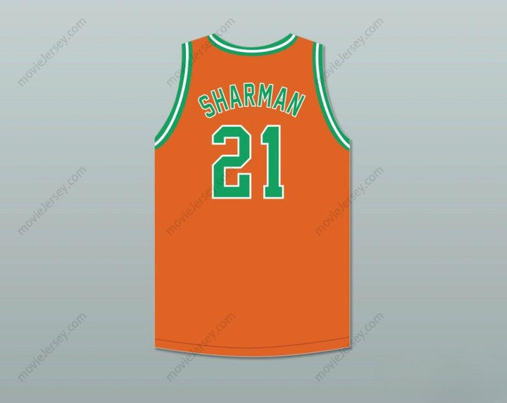 CUSTOM ANY Name Number BILL SHARMAN 21 PORTERVILLE HIGH SCHOOL PANTHERS ORANGE BASKETBALL JERSEY 1 Top Stitched S-6XL