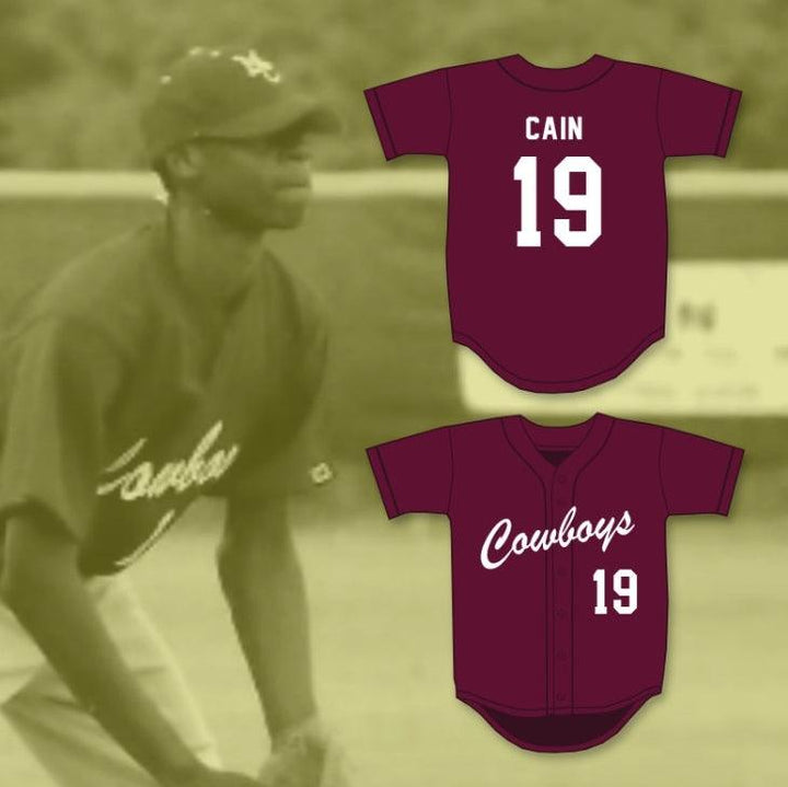 Custom Any Name Number LORENZO CAIN 19   HIGH SCHOOL COWBOYS MAROON BASEBALL JERSEY 2 Top Stitched S-6XL