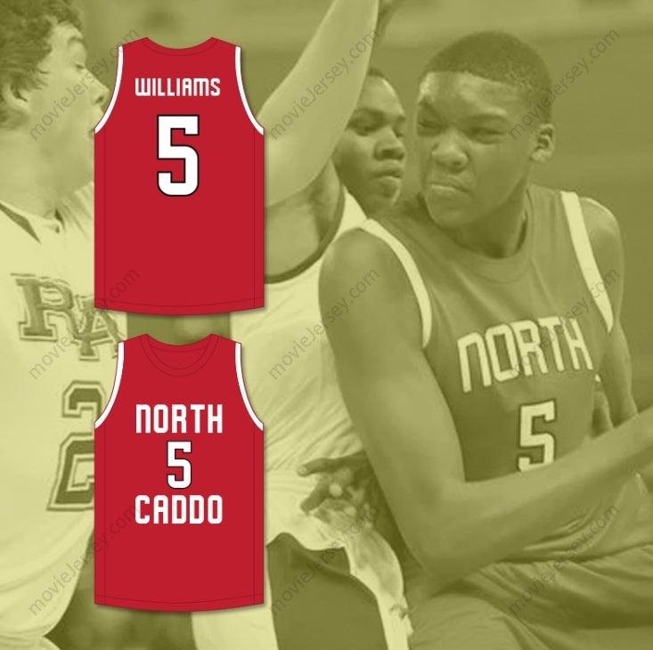 CUSTOM ANY Name Number ROBERT WILLIAMS III 5 NORTH CADDO HIGH SCHOOL TITANS RED BASKETBALL JERSEY 2 Top Stitched S-6XL