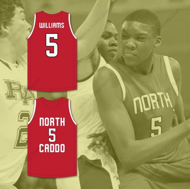 CUSTOM ANY Name Number ROBERT WILLIAMS III 5 NORTH CADDO HIGH SCHOOL TITANS RED BASKETBALL JERSEY 2 Top Stitched S-6XL