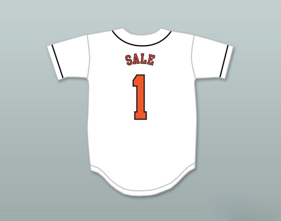 Custom Any Name Number CHRIS SALE 1  SENIOR HIGH SCHOOL DREADNAUGHTS WHITE BASEBALL JERSEY 2 Top Stitched S-6XL
