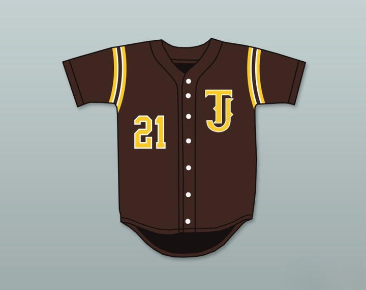Custom Any Name Number KYLE FREELAND 21 THOMAS  HIGH SCHOOL SPARTANS BROWN BASEBALL JERSEY 1 Top Stitched S-6XL