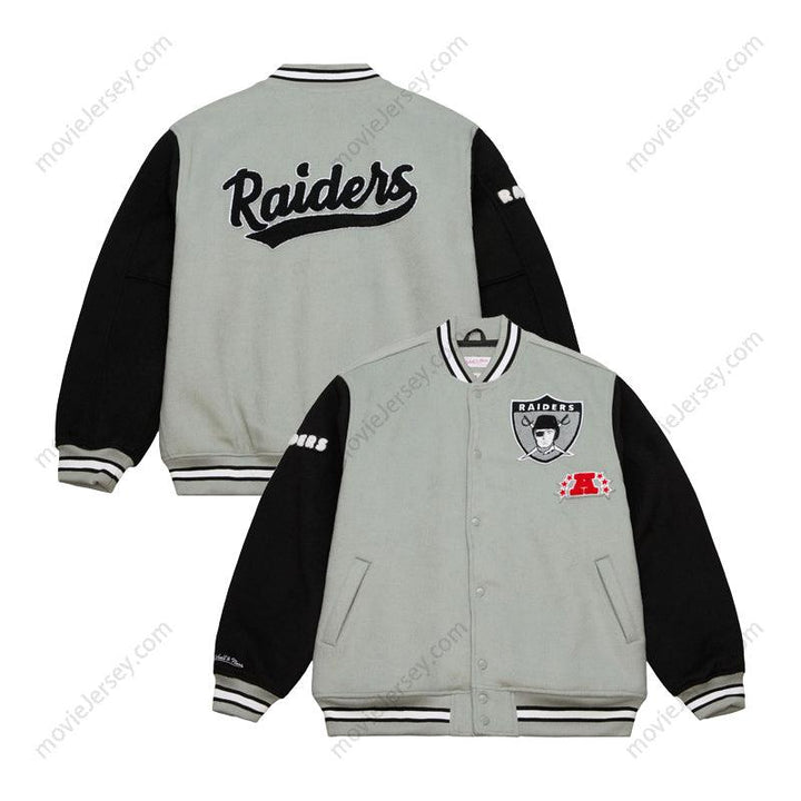 Mens Black Oakland Raiders Gridiron Classics Team Legacy Full-Snap Varsity Jacket