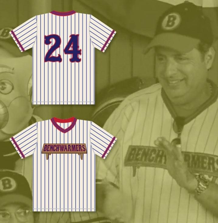 Custom Any Name Number JON LOVITZ MEL CARMICHAEL 24 BENCHWARMERS PINSTRIPED BASEBALL JERSEY Top Stitched S-6XL