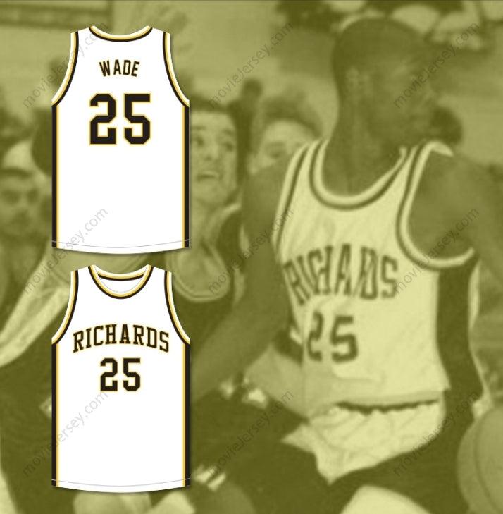 CUSTOM ANY Name Number DWYANE WADE 25 HAROLD L. RICHARDS HIGH SCHOOL BULLDOGS WHITE BASKETBALL JERSEY 4 Top Stitched S-6XL