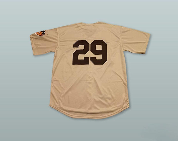 Custom Any Name Number SATCHEL PAIGE 29   BROWNS TAN BASEBALL JERSEY Top Stitched S-6XL