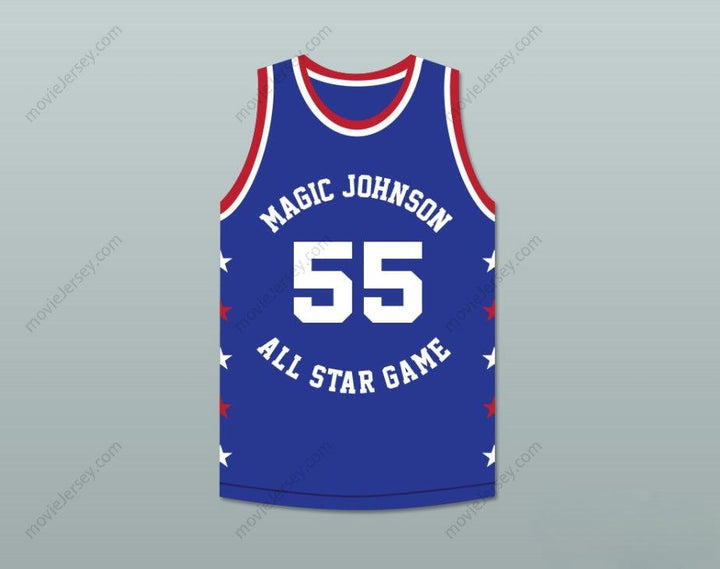 CUSTOM ANY Name Number KIKI VANDEWEGHE 55 MAGIC JOHNSON ALL STAR GAME BLUE BASKETBALL JERSEY 1988 MIDSUMMER NIGHT'S MAGIC CHARITY EVENT Top Stitched S-6XL