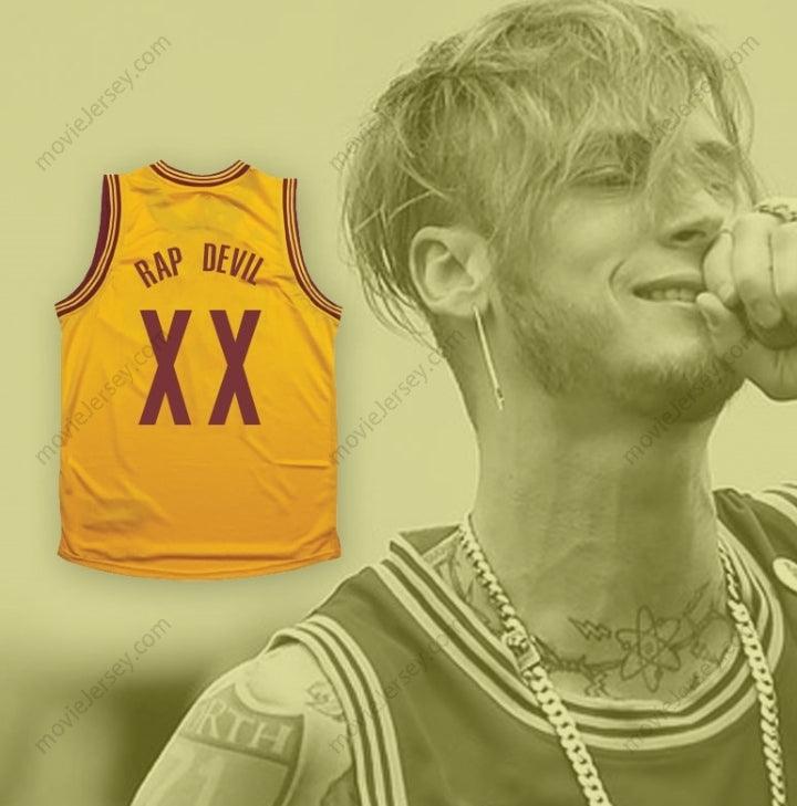 CUSTOM ANY Name Number MGK XX RAP DEVIL YELLOW BASKETBALL JERSEY Top Stitched S-6XL