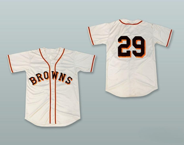 Custom Any Name Number SATCHEL PAIGE 29 ST  BROWNS WHITE BUTTON DOWN BASEBALL JERSEY Top Stitched S-6XL