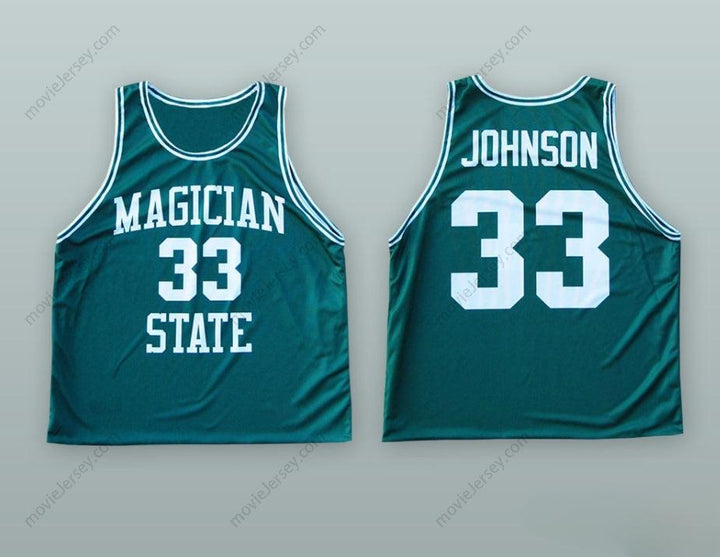 CUSTOM ANY Name Number MAGIC JOHNSON 33   GREEN BASKETBALL JERSEY Top Stitched S-6XL