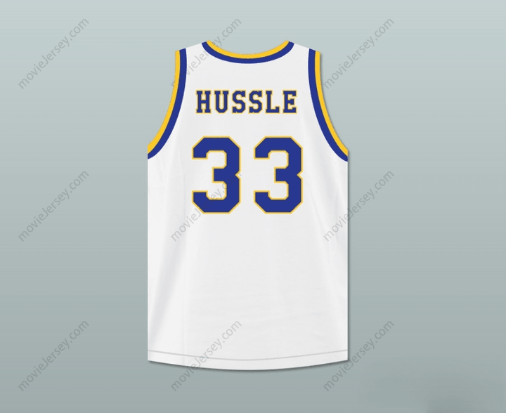 CUSTOM ANY Name Number NIPSEY HUSSLE 33 CRENSHAW HIGH SCHOOL WHITE BASKETBALL JERSEY Top Stitched S-6XL
