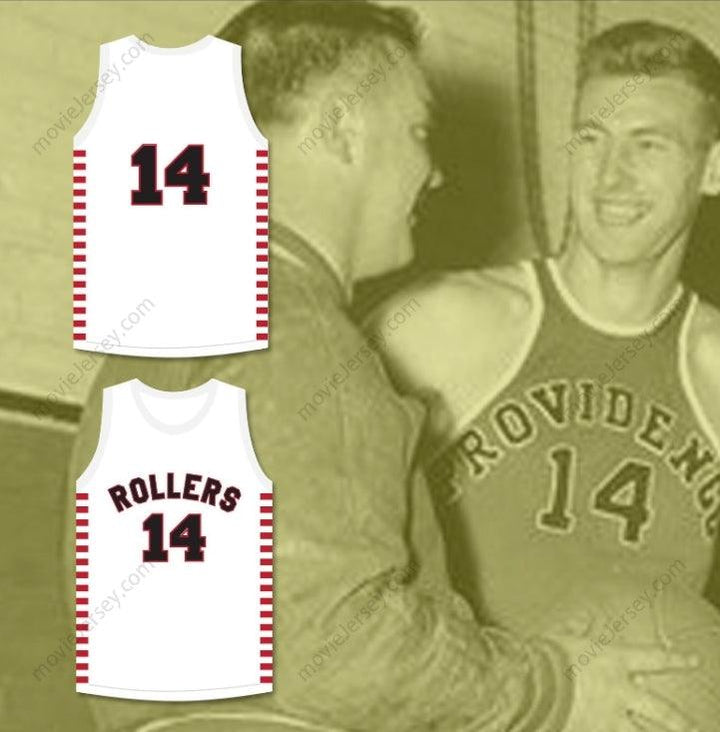 CUSTOM ANY Name Number GEORGE NOSTRAND 14 PROVIDENCE STEAMROLLERS WHITE BASKETBALL JERSEY 1 Top Stitched S-6XL