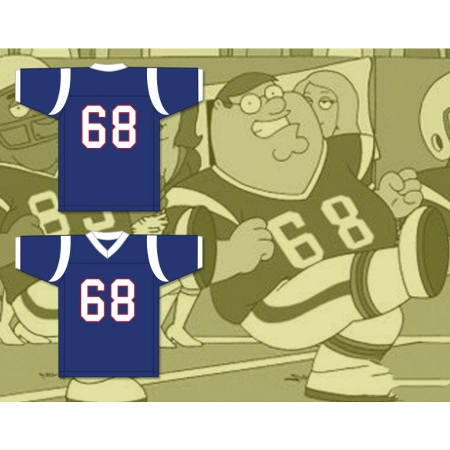 CUSTOM ANY Name Number PETER GRIFFIN 68 BLUE FOOTBALL JERSEY FAMILY GUY Top Stitched S-6XL