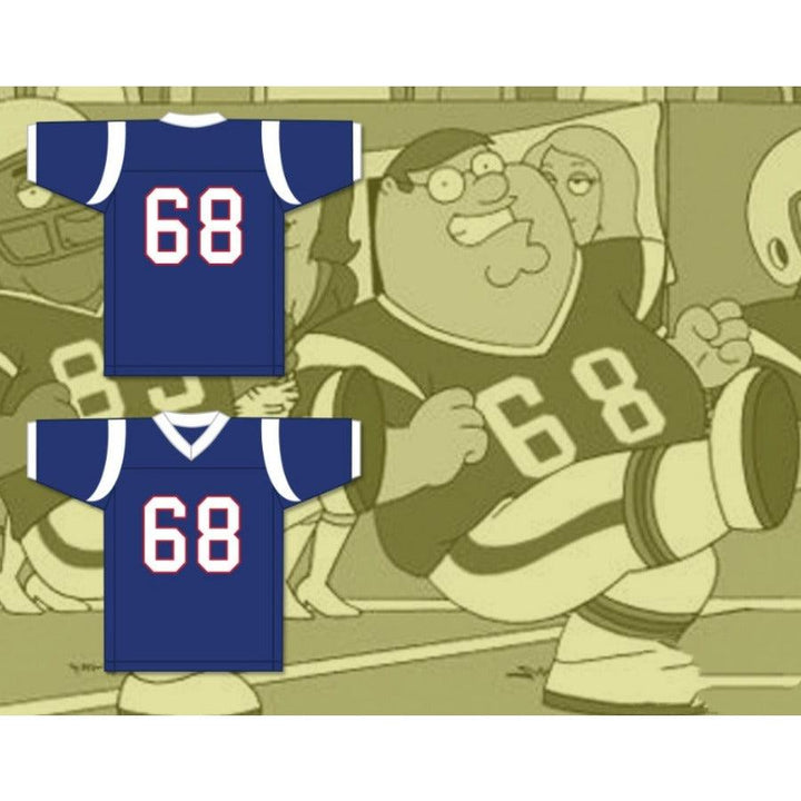CUSTOM ANY Name Number PETER GRIFFIN 68 BLUE FOOTBALL JERSEY FAMILY GUY Top Stitched S-6XL