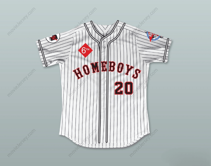 Custom Any Name Number IDALIS DELEON 20 HOMEBOYS PINSTRIPED BASEBALL JERSEY 6TH ANNUAL ROCK N' JOCK SOFTBALL CHALLENGE 1995 Top Stitched S-6XL