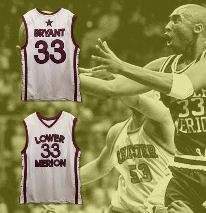 CUSTOM ANY Name Number BRYANT LOWER MERION HIGH SCHOOL BASKETBALL JERSEY WHITE SIDE STARS Top Stitched S-6XL