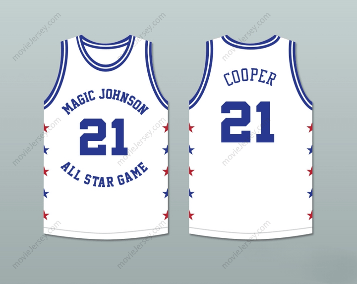 CUSTOM ANY Name Number MICHAEL COOPER 21 MAGIC JOHNSON ALL STAR GAME WHITE BASKETBALL JERSEY 1989 MIDSUMMER NIGHT'S MAGIC CHARITY EVENT Top Stitched S-6XL