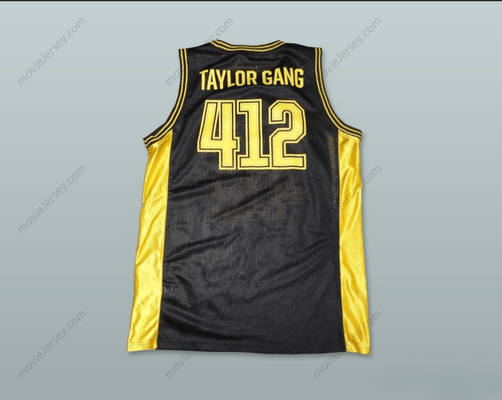 CUSTOM ANY Name Number WIZ KHALIFA 412 TAYLOR GANG BLACK BASKETBALL JERSEY Top Stitched S-6XL