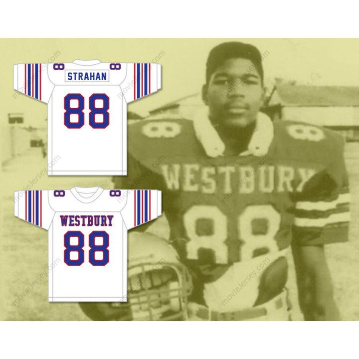 CUSTOM ANY Name Number MICHAEL STRAHAN 88 WESTBURY HIGH SCHOOL HUSKIES Football Jersey Top Stitched S-6XL