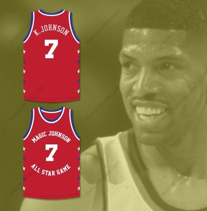 CUSTOM ANY Name Number KEVIN JOHNSON 7 MAGIC JOHNSON ALL STAR GAME RED BASKETBALL JERSEY 1990 MIDSUMMER NIGHT'S MAGIC CHARITY EVENT Top Stitched S-6XL