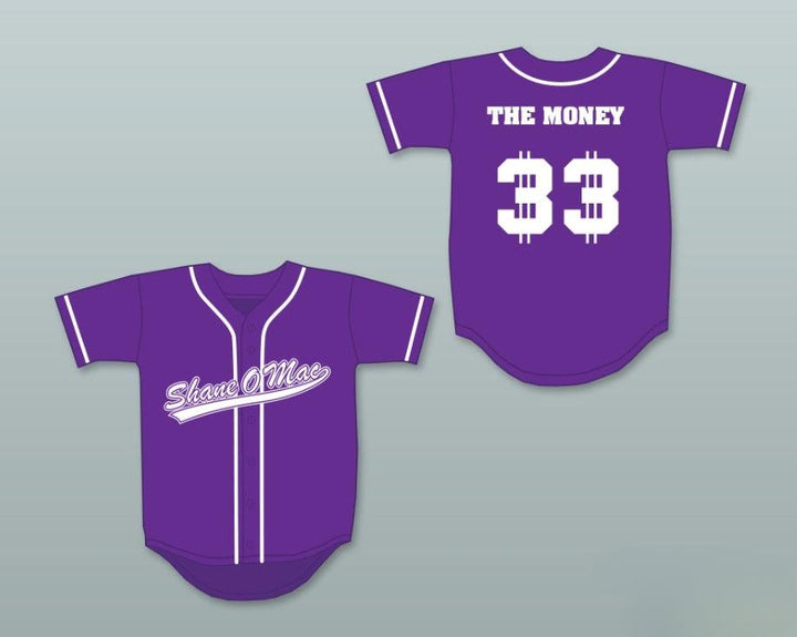 Custom Any Name Number S MCMAHON THE MONEY 33 PURPLE BUTTON DOWN BASEBALL JERSEY Top Stitched S-6XL