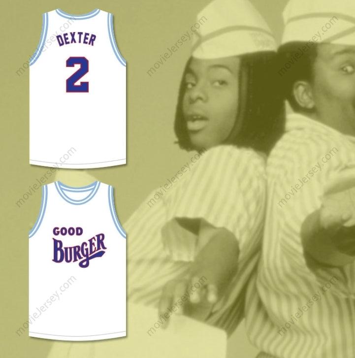CUSTOM ANY Name Number DEXTER 2 GOOD BURGER WHITE BASKETBALL JERSEY Top Stitched S-6XL