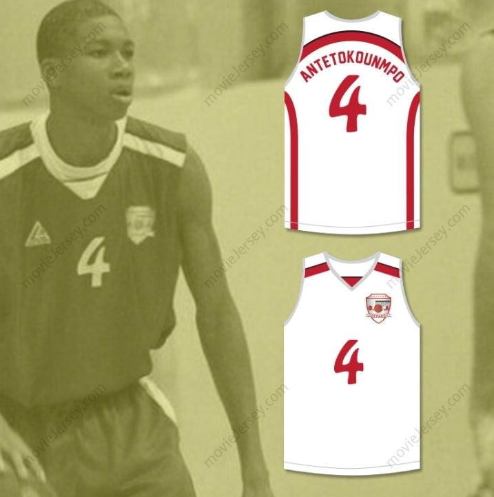 CUSTOM ANY Name Number GIANNIS ANTETOKOUNMPO 4 FILATHLITIKOS B.C. WHITE BASKETBALL JERSEY 2 Top Stitched S-6XL