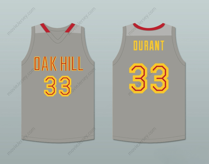 CUSTOM ANY Name Number KEVIN DURANT 33 OAK HILL ACADEMY GRAY BASKETBALL JERSEY Top Stitched S-6XL