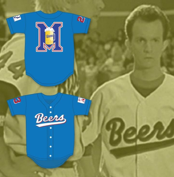 Custom Any Name Number KENNY SCOLARI 23  BEERS LOGO BASEKETBALL BLUE BASEBALL JERSEY Top Stitched S-6XL