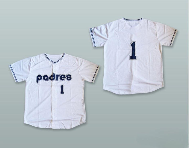 Custom Any Name Number PADRES 1 WHITE BUTTON DOWN BASEBALL JERSEY Top Stitched S-6XL
