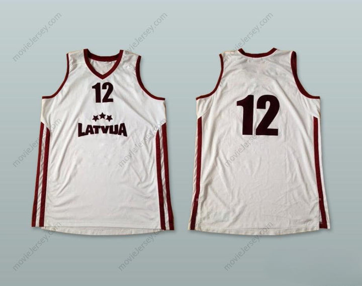 CUSTOM ANY Name Number LATVIJA 12 NATIONAL TEAM WHITE BASKETBALL JERSEY Top Stitched S-6XL
