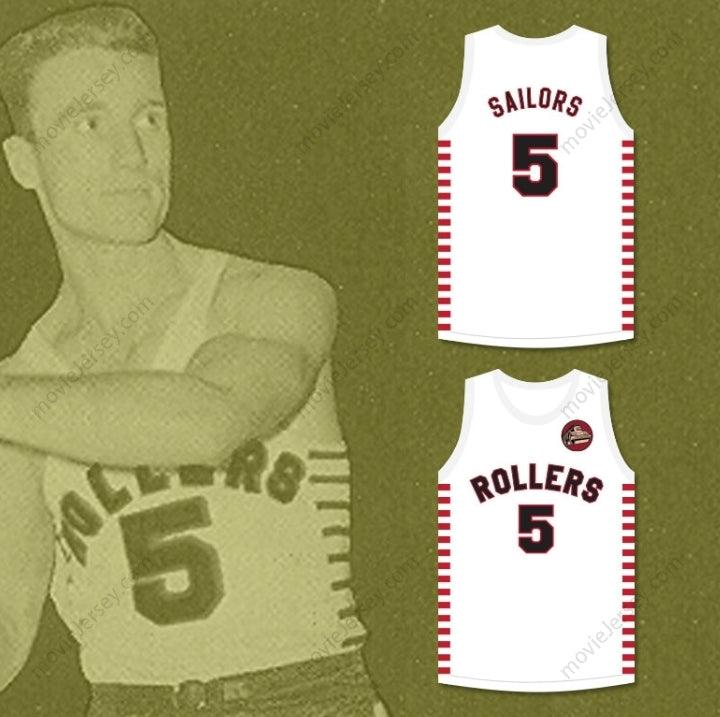 CUSTOM ANY Name Number KENNY SAILORS 5 PROVIDENCE STEAMROLLERS WHITE BASKETBALL JERSEY WITH PATCH 1 Top Stitched S-6XL