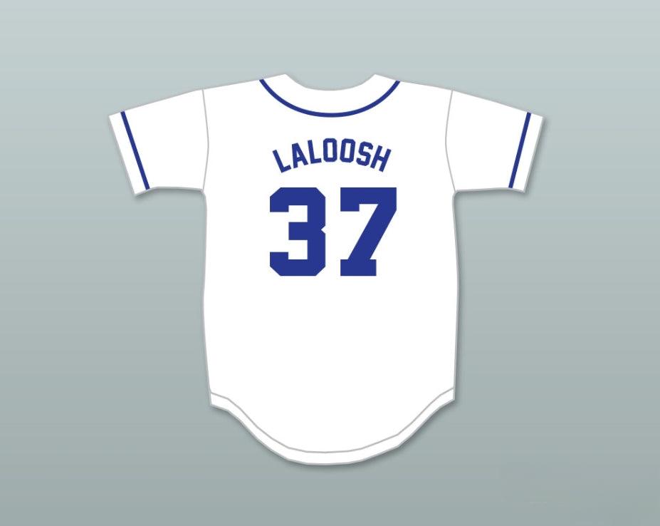 Custom Any Name Number EBBY CALVIN LALOOSH 37  BUTTON DOWN WHITE BASEBALL JERSEY Top Stitched S-6XL