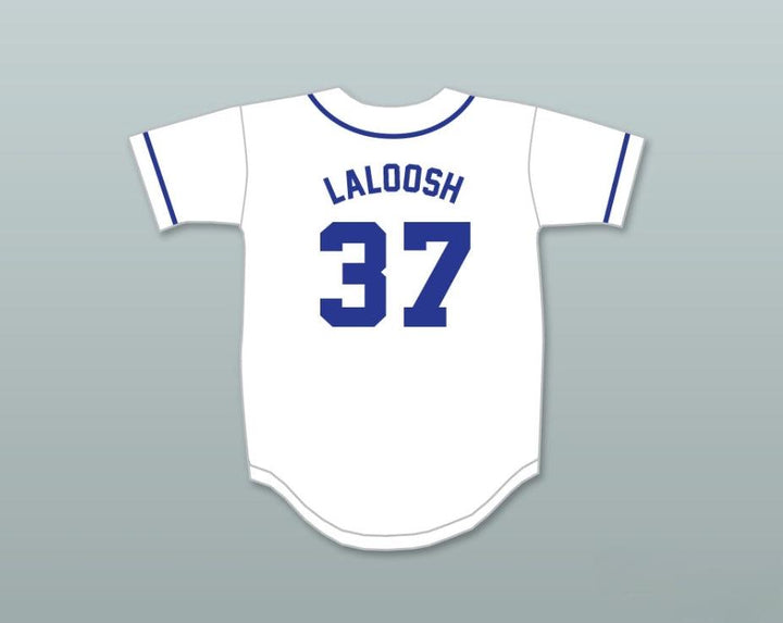 Custom Any Name Number EBBY CALVIN LALOOSH 37  BUTTON DOWN WHITE BASEBALL JERSEY Top Stitched S-6XL