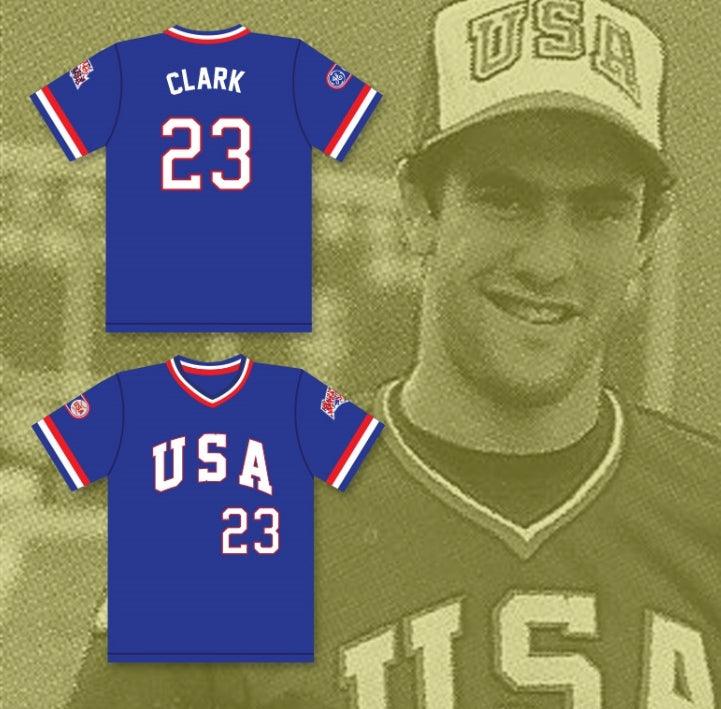 Custom Any Name Number WILL CLARK 23 1984 USA TEAM BLUE BASEBALL JERSEY Top Stitched S-6XL