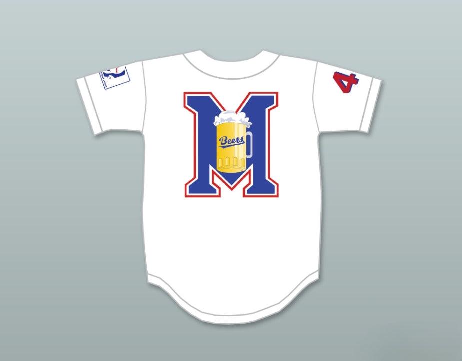 Custom Any Name Number JOE COOPER 44  BEERS LOGO BASEKETBALL WHITE BASEBALL JERSEY Top Stitched S-6XL