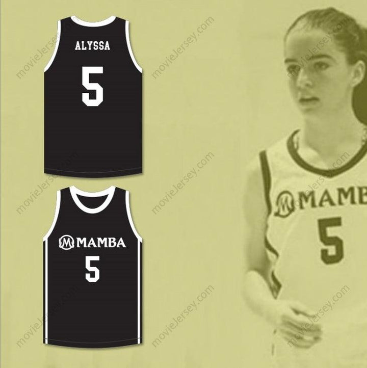 CUSTOM ANY Name Number ALYSSA 5 MAMBA BALLERS BLACK BASKETBALL JERSEY VERSION 2 Top Stitched S-6XL