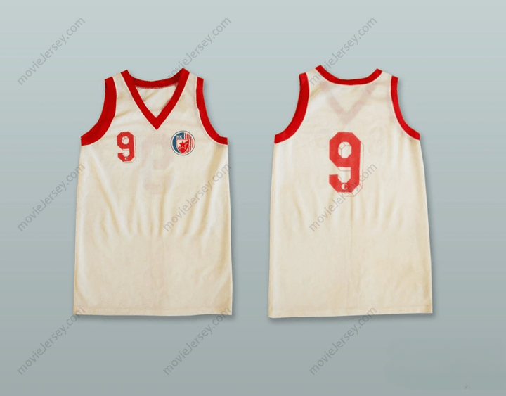 CUSTOM ANY Name Number KK CRVENA ZVEZDA 9 RED STAR BEOGRAD SERBIA WHITE BASKETBALL JERSEY Top Stitched S-6XL