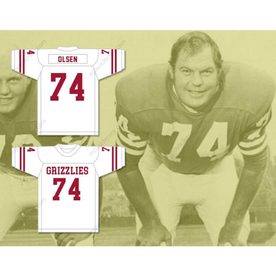 CUSTOM ANY Name Number MERLIN OLSEN 74 LOGAN HIGH SCHOOL GRIZZLIES Football Jersey Top Stitched S-6XL