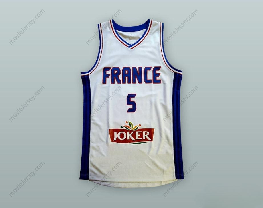 CUSTOM ANY Name Number NICOLAS BATUM 5 FRANCE NATIONAL TEAM WHITE BASKETBALL JERSEY Top Stitched S-6XL