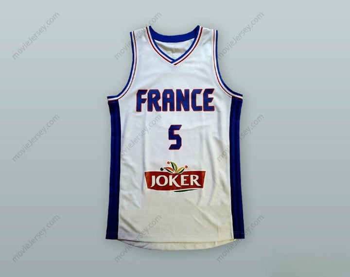 CUSTOM ANY Name Number NICOLAS BATUM 5 FRANCE NATIONAL TEAM WHITE BASKETBALL JERSEY Top Stitched S-6XL