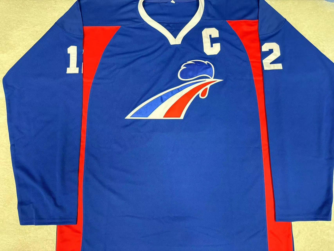 Custom Any Name Number PHILIPPE BOZON 12 FRANCE BLUE HOCKEY JERSEY  Top Stitched S-6XL