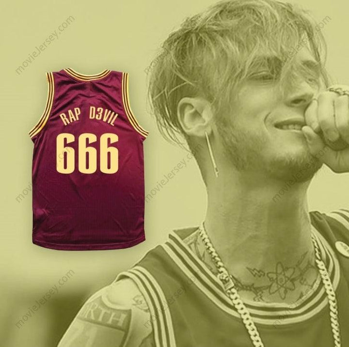 CUSTOM ANY Name Number MGK 666 RAP D3VIL MAROON BASKETBALL JERSEY Top Stitched S-6XL