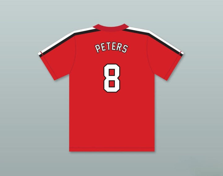 Custom Any Name Number FRANK PETERS 8   RED BASEBALL JERSEY THE BATTERED BASTARDS OF BASEBALL Top Stitched S-6XL